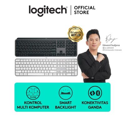 Logitech MX Keys S Keyboard Wireless Bluetooth, Pengetikan Hening yang Mulus, Tombol yang Dapat Diprogram, Lampu Latar, USB C